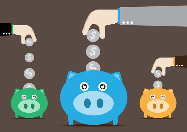Three piggy bank — Stock Vector