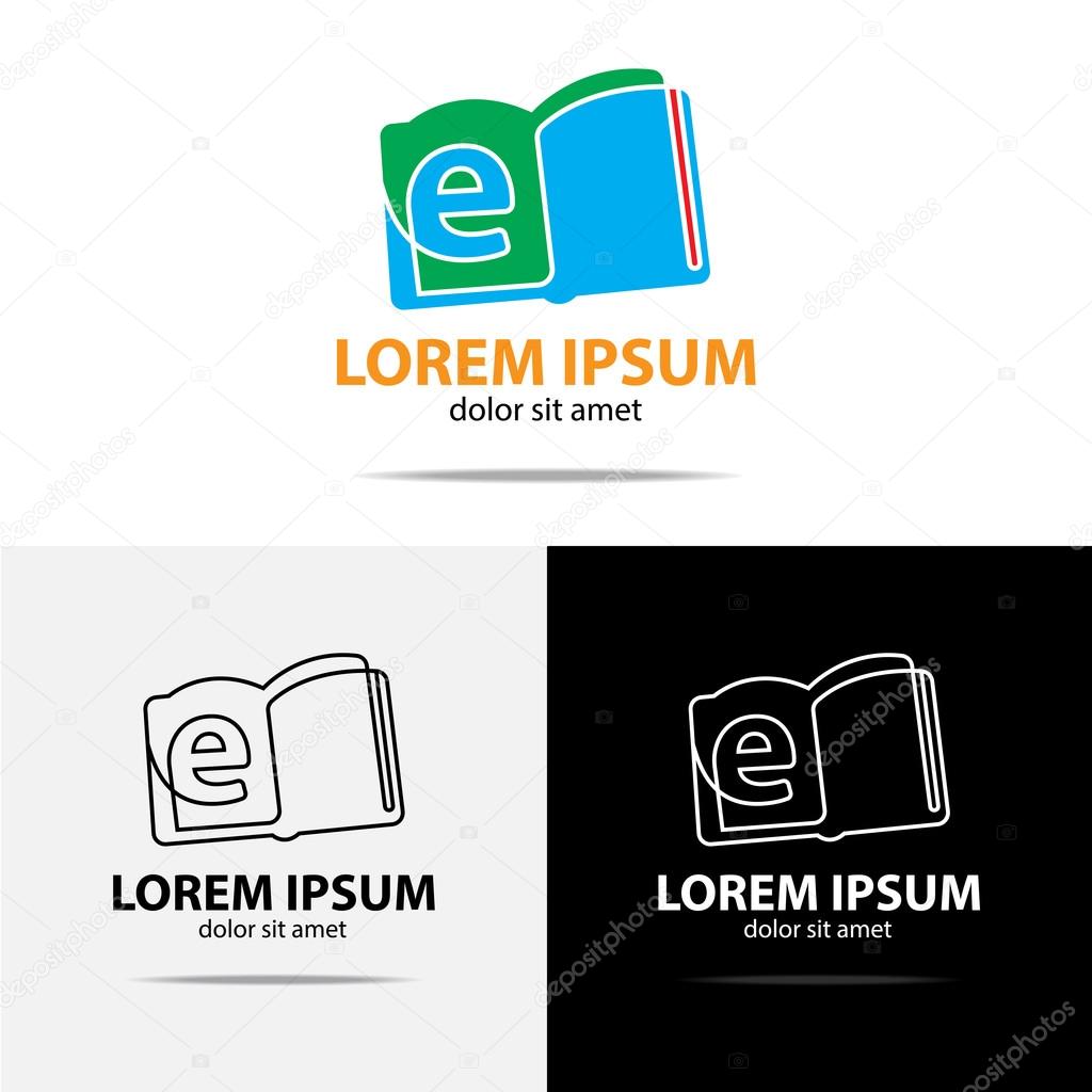 Ebook logo design by using contour line