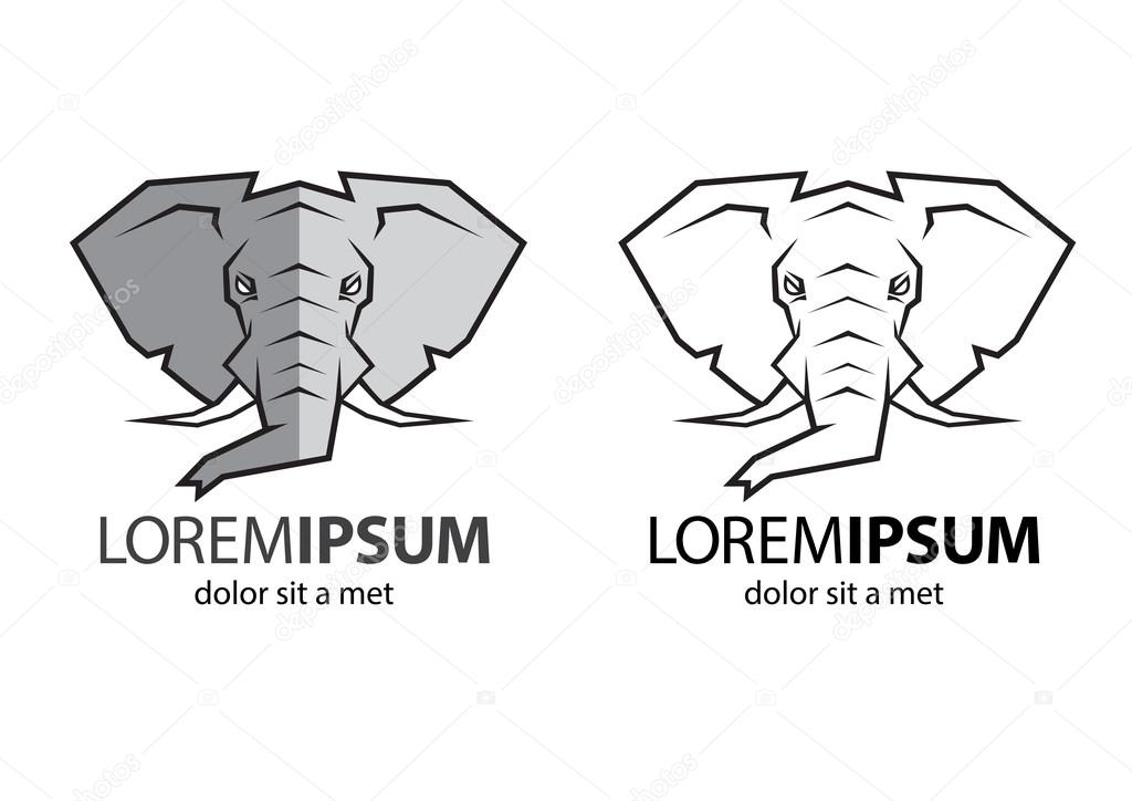 An elephant head logo with color and line