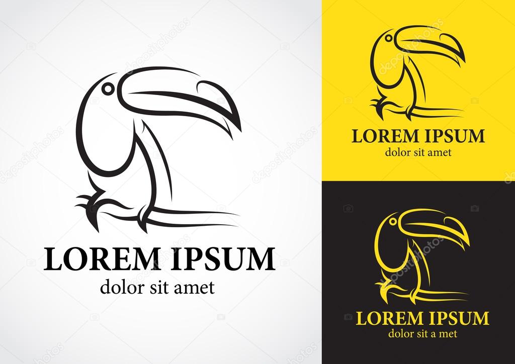 Tucan bird logo design with white yellow and black background