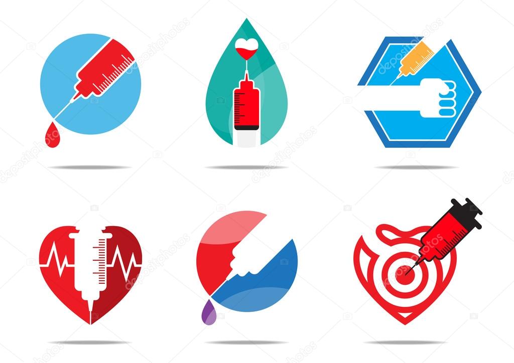 Six vaccine flat design for logo, symbol, icon, and sign