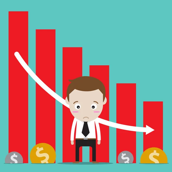 Empresário se sente triste por seu negócio e financeiro — Vetor de Stock