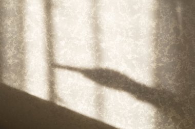 Güneşli bir günde duvarda duvar kağıtlarıyla gölgeler