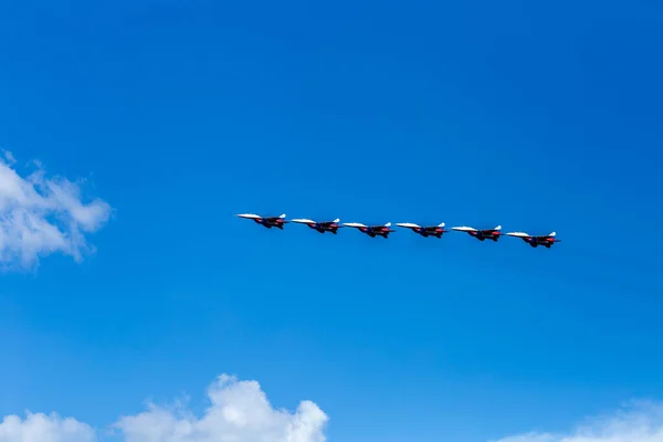 Cheboksary Chuvashia Russian Federation 2019 Performance Aerobatic Group Strizhi Bottom — 스톡 사진