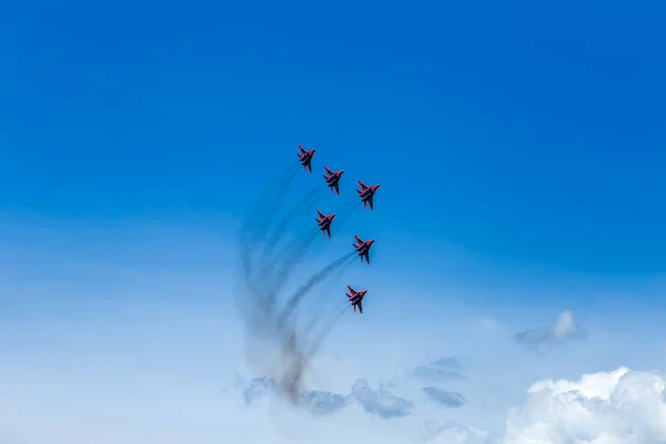 Cheboksary Chuvashia Russian Federation 2019 Performance Aerobatic Group Strizhi Bottom — 스톡 사진