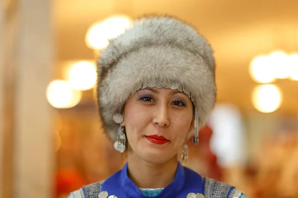 Czeboksary Chuvashia Russia 2019 Woman National Bashkir Costume Who Came — Zdjęcie stockowe