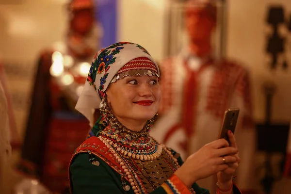 Chboksary Chuvashia Russia 2019 Woman National Mari Costume Who Came — 图库照片