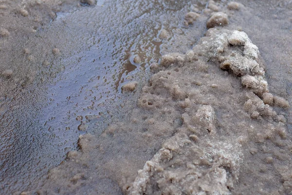 Acqua Mescolata Con Neve Nel Disgelo Filmata All Inizio Novembre — Foto Stock