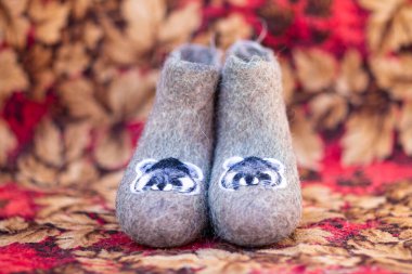 Valenki 'nin arka planında eski bir halı var.