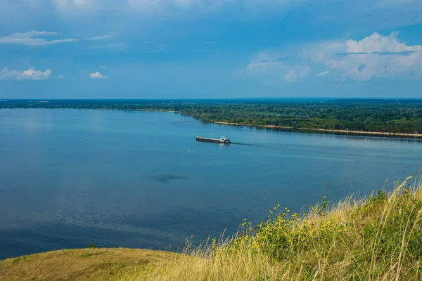 Kilátás Nyílik Volga Kiterjed Turisztikai Bázis Madár Repülés Chuvashia — Stock Fotó