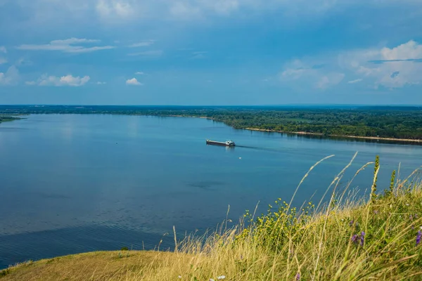 Kilátás Nyílik Volga Kiterjed Turisztikai Bázis Madár Repülés Chuvashia — Stock Fotó