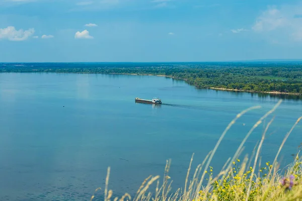 Kilátás Nyílik Volga Kiterjed Turisztikai Bázis Madár Repülés Chuvashia — Stock Fotó