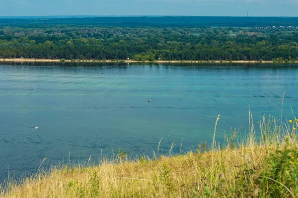 Kilátás Nyílik Volga Kiterjed Turisztikai Bázis Madár Repülés Chuvashia — Stock Fotó