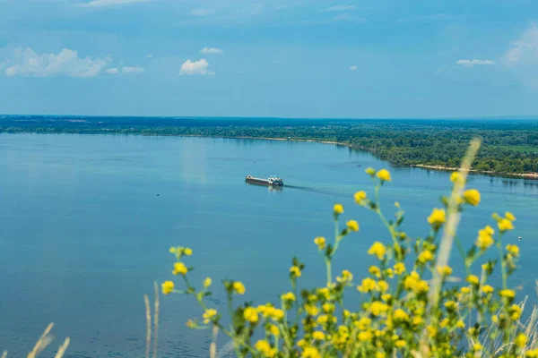 Kilátás Nyílik Volga Kiterjed Turisztikai Bázis Madár Repülés Chuvashia — Stock Fotó