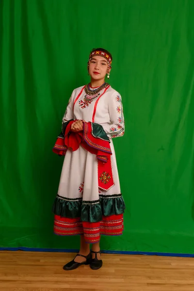 Czeboksary Chuvashia Russia 2021 Girl Folklor Collective Recreation Center Same — Zdjęcie stockowe