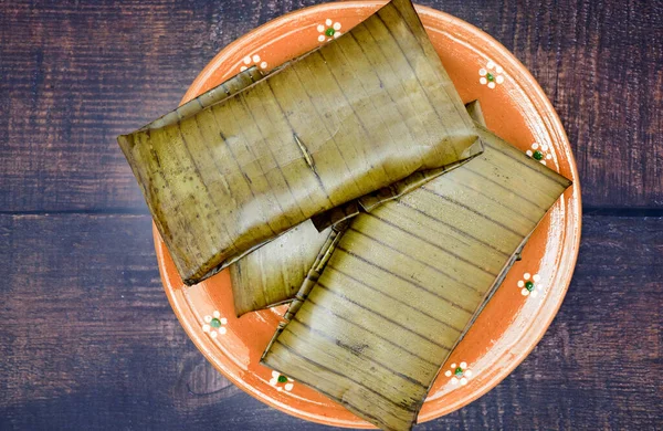 Типова Мексиканська Їжа Veracruz Або Jarochos Tamales Приготована Листя Банана — стокове фото