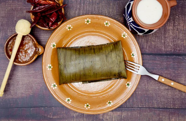 Typische Mexikanische Küche Veracruz Oder Jarochos Tamales Zubereitet Mit Bananenblättern — Stockfoto