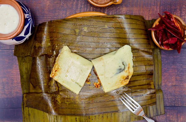 Typische Mexikanische Küche Veracruz Oder Jarochos Tamales Zubereitet Mit Bananenblättern — Stockfoto