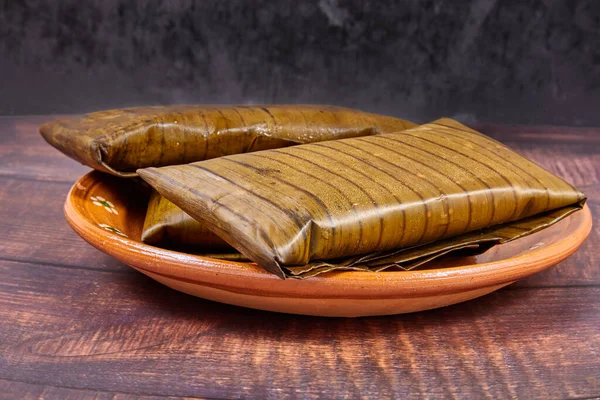Typische Mexikanische Küche Veracruz Oder Jarochos Tamales Zubereitet Mit Bananenblättern — Stockfoto