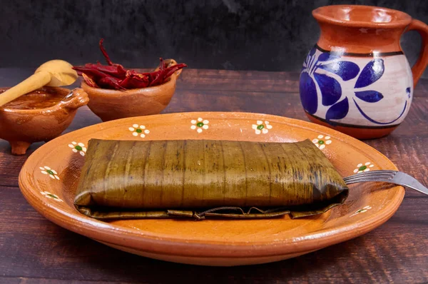 Typische Mexikanische Küche Veracruz Oder Jarochos Tamales Zubereitet Mit Bananenblättern — Stockfoto