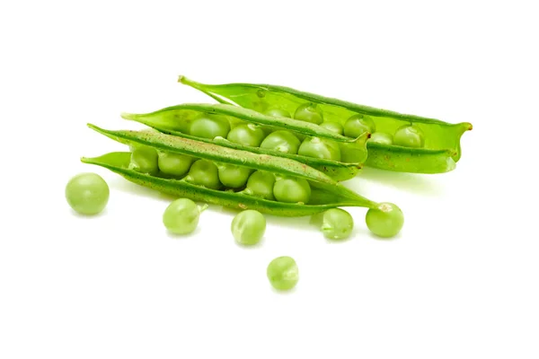 Pois Frais Légumineuses Haricots Verts Frais Sur Fond Blanc — Photo