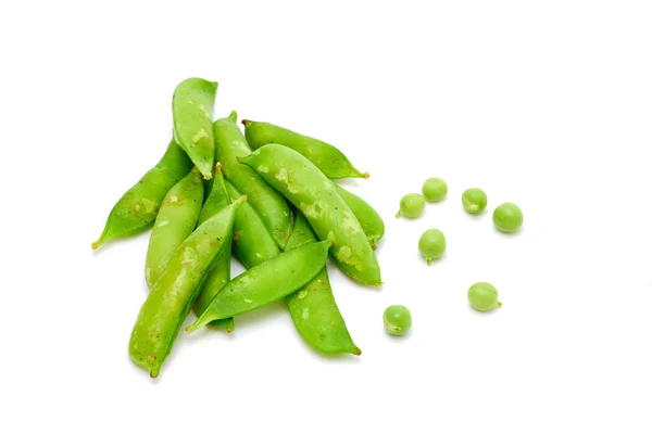Erbsen Hülsenfrüchte Frische Grüne Bohnen Auf Weißem Hintergrund — Stockfoto