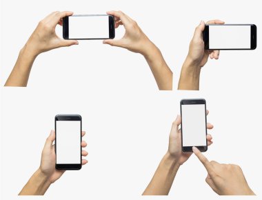el ile boş perde izole mobil akıllı telefon ile 