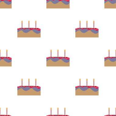 Kusursuz doğum günü pastası tasarımı. Beyaz arka plan. Duvar kağıdı, arkaplan, kapak, satış, dükkan ve grafik tasarımı için gıda tasarımı. vektör illüstrasyonu