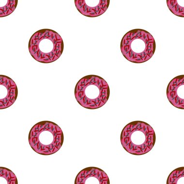 Kusursuz desenli çörek kek tasarımı. Beyaz arka plan. Duvar kağıdı, arkaplan, kapak, satış, dükkan ve grafik tasarımı için gıda tasarımı. vektör illüstrasyonu