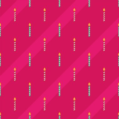Renkli desenli kusursuz mum dizaynı. pembe arka plan. Duvar kağıdı, arkaplan, kapak, satış, çıkartma ve grafik tasarım için gıda tasarımı. vektör illüstrasyonu