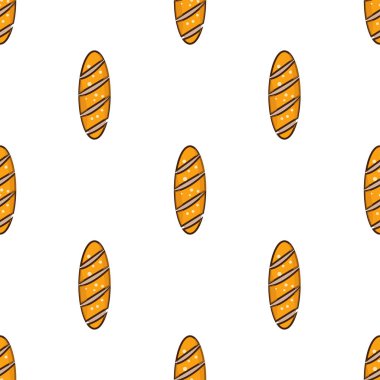 Beyaz arka plan dikişsiz ekmek tasarımı. Yemek işi için tasarım. Duvar kağıdı, promosyon, kapak ve kumaş üzerine baskı. vektör illüstrasyonu