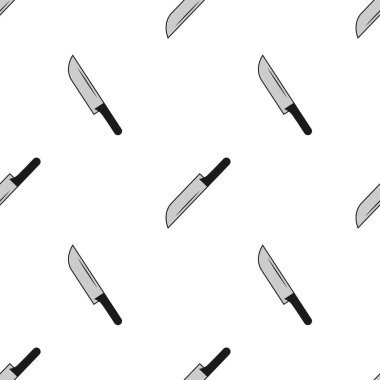 Kusursuz desenli bıçak tasarımı benzersiz ve basittir. Renk dokusu siyah ve beyaz. Mutfak aletleri ikonları, yemek duvar kağıtları ve kumaş üzerine basılabilir. vektör