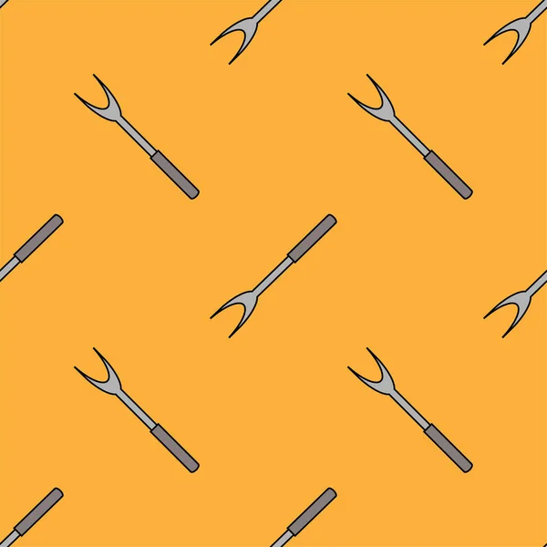 Seamless Pattern Illustration Design Fork Unique Simple Orange Background Kitchen — Stock Vector