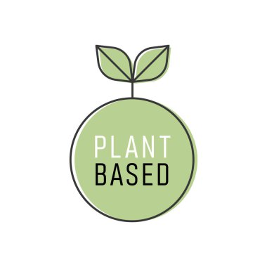 Bitki temelli vejetaryen rozet ikonu. Uygun vejetaryen sembolü logo yaprağı işareti.