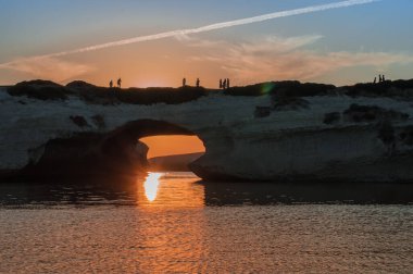 nature arch S'Archittu on Sardinia island at sunset.Italy