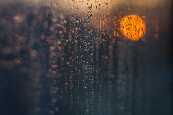 Makroaufnahme Des Sonnenuntergangs Hinter Glas Tropfen Nikon D7100 — Stockfoto