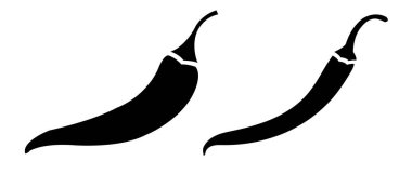 Kırmızı biber seti. Düz minimalizm tarzında biberli yemek çizimi, izole edilmiş.