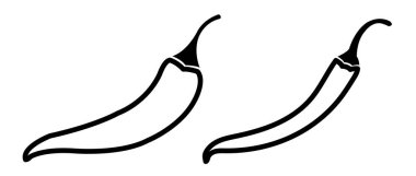 Kırmızı biber seti. Düz minimalizm tarzında biberli yemek çizimi, izole edilmiş.