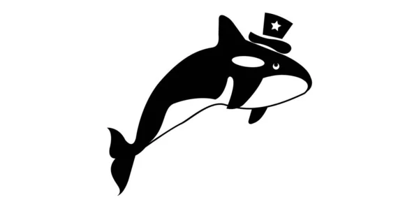 Ilustração Vetorial Uma Orca Baleia Assassina Com Chapéu Imagem Estilo — Vetor de Stock