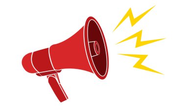 Vektör vintage megafon çizimleri - beyaz arkaplanda siyah simge. Görüntü izole, düzenlenmesi kolay ve kullanılmaya hazır.