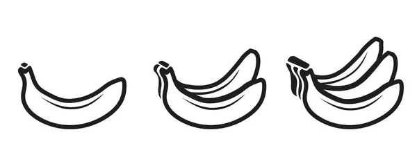 Set Fruits Vegetables Pear Plums Apple Black Contours White Background — Image vectorielle