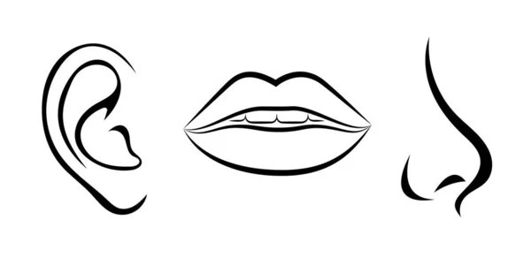 Ícone Lábio Nariz Ouvido Logotipo Isolado Símbolo Símbolo Vetor Ilustração —  Vetores de Stock