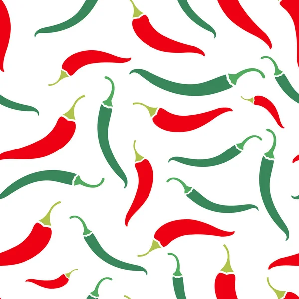Płynny Wzór Czerwonym Zielonym Pieprzem Chili Świeże Warzywa Odizolowane Białym — Wektor stockowy