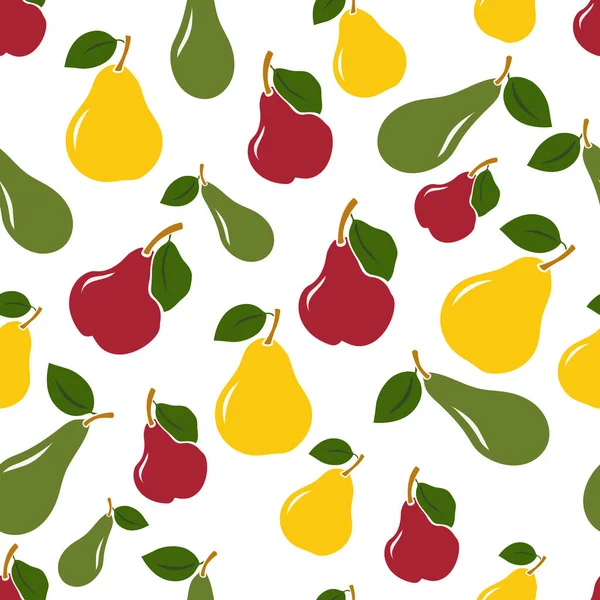 Kusursuz armut meyvesi deseni. Vektör illüstrasyon arka planı. Beyaz üzerine yaz meyvesi