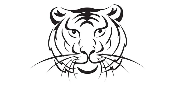 Tiger Face Vector Illustration Portrait Tiger Head Tiger Isolated White — Stock Vector