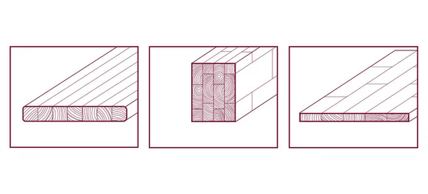 Vektörleştirilmiş Tahta Tahta Simgeler Tahta Kiriş Mobilya Tahtası Yay Ipi — Stok Vektör