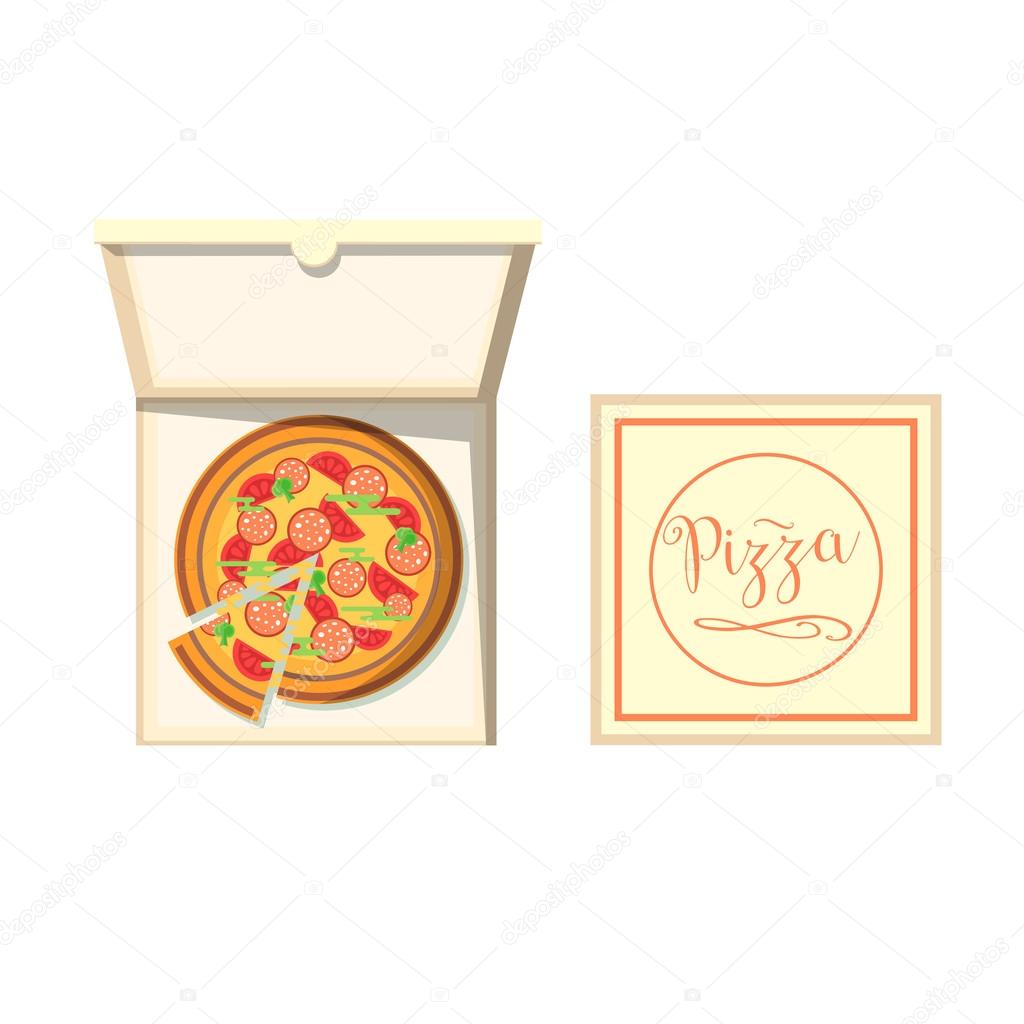 Pizza box vector illustration.