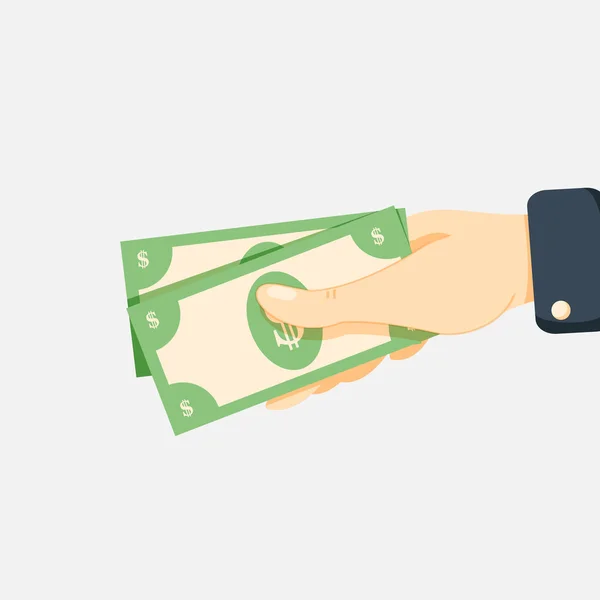 Hand met geld. — Stockvector