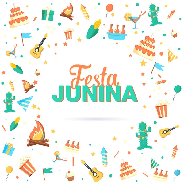 Festa Junina Köyü Festivali — Stok Vektör