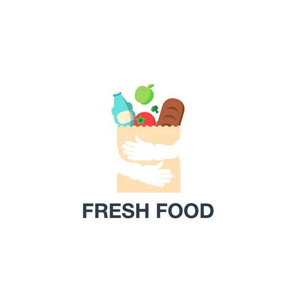 Alimentos frescos Compras Diseño de Logo — Archivo Imágenes Vectoriales
